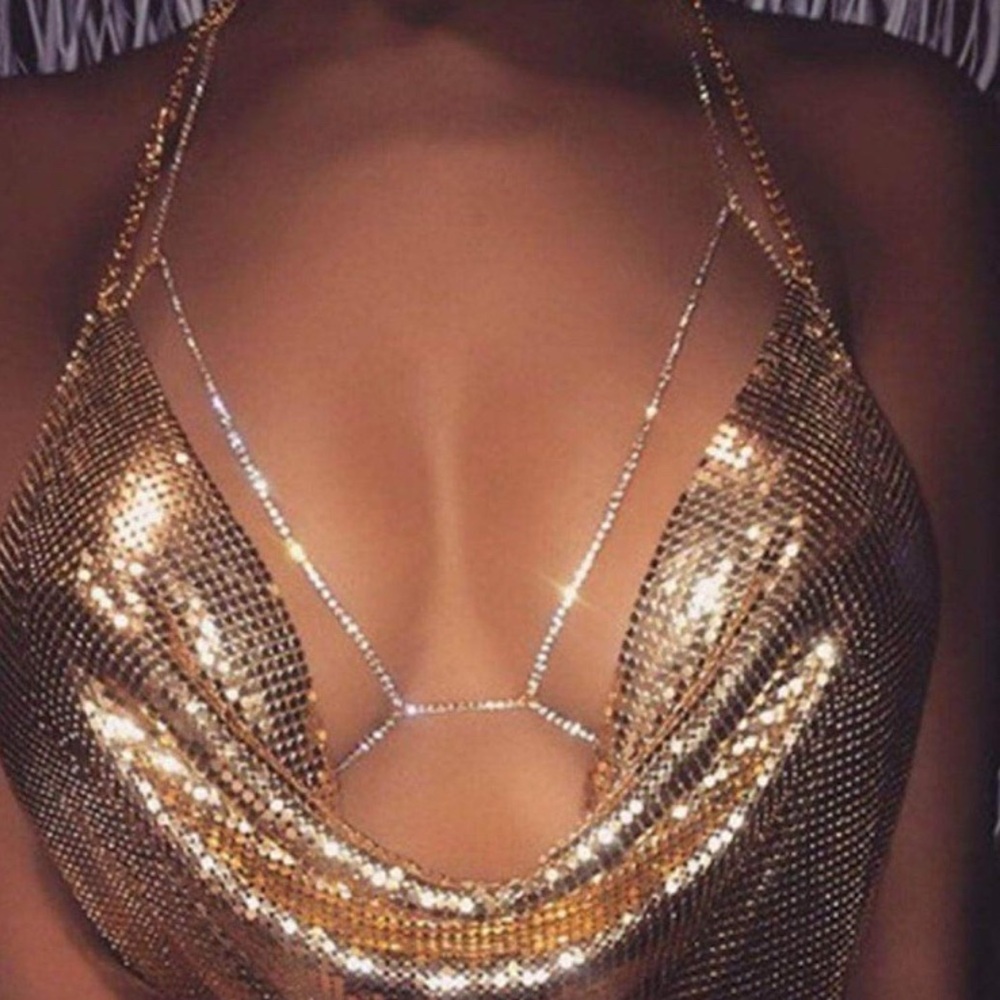 Crystal Rhinestone Bra Chain - Picture 4 of 6